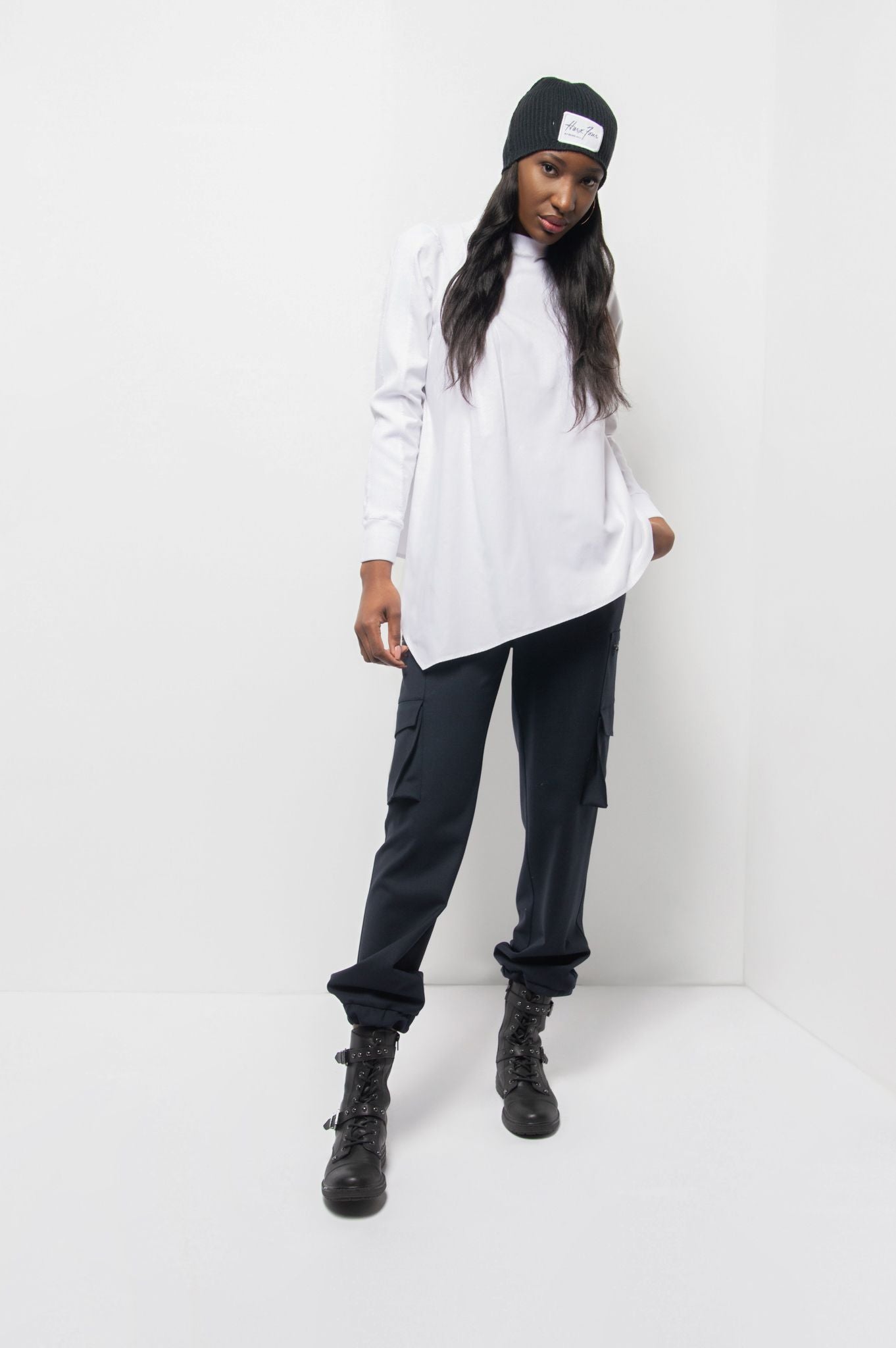 Tata White Asymmetrical Cotton Shirt