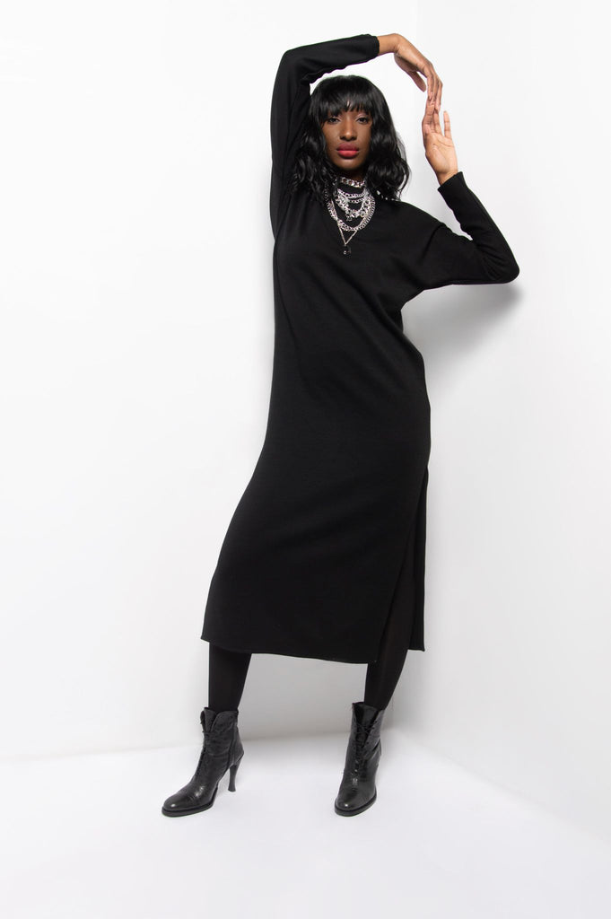 Black Wool Knit Dress